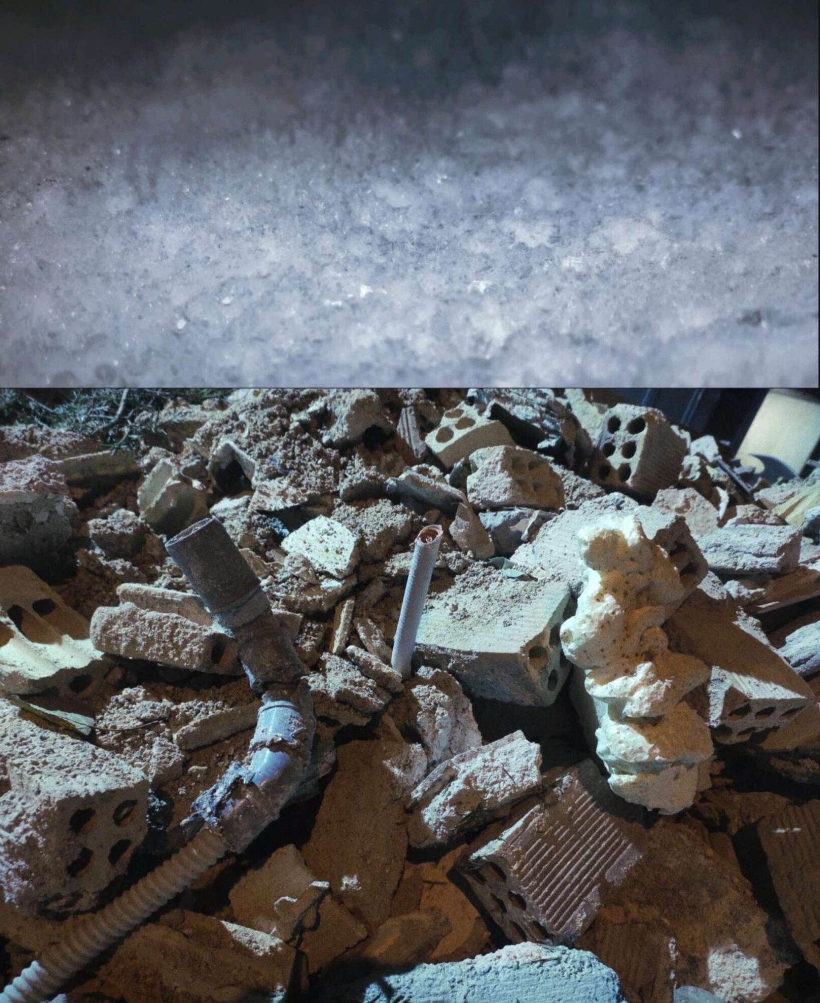 Painting that shows destruction by Andreas Mitropoulos, Melting Capitalism, 2024